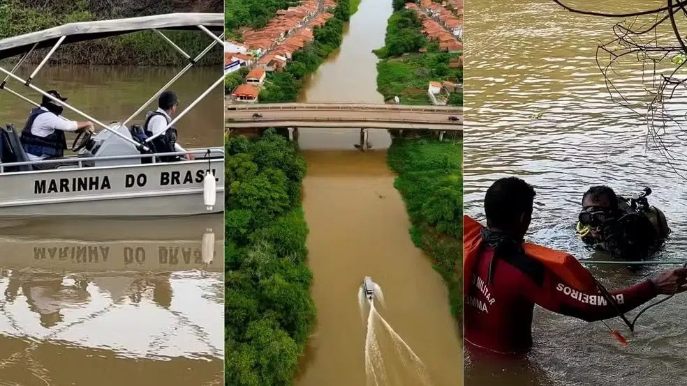 Buscas por crianças desaparecidas em Bacabal, MA, chegam a 31 dias sem avanços 6 Agentes realizam busca no rio Mearim por crianças desaparecidas.