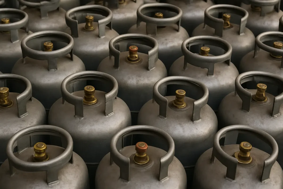 Câmara aprova MP que cria o Programa Gás do Povo para ajudar famílias 6 Vários botijões de gás organizados lado a lado