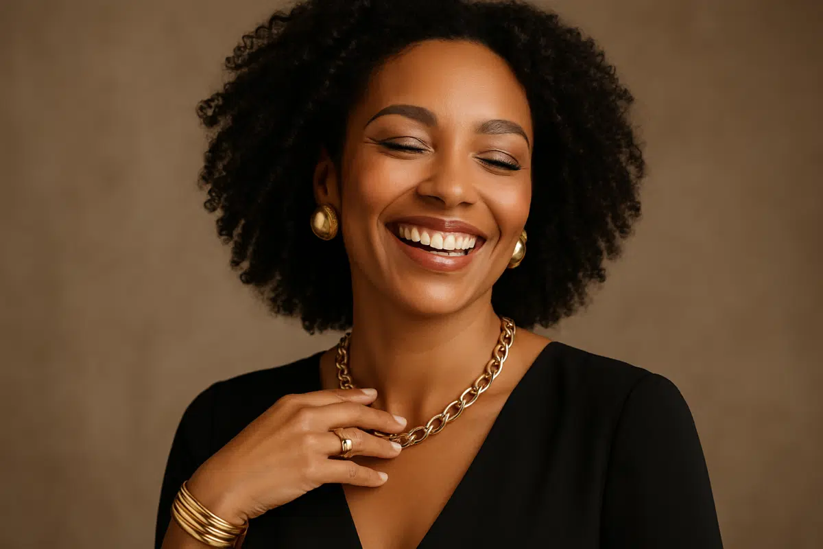 Março chegou: A cor que você deve usar amanhã para atrair dinheiro e abrir os caminhos neste novo mês 6 Mulher sorridente usando joias douradas