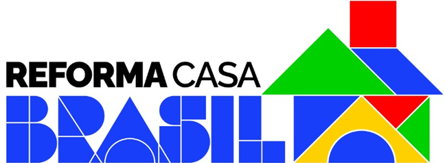 Reforma Casa Brasil: confira o passo a passo para contratação digital 6 Logotipo Reforma Casa Brasil com formas geométricas coloridas simulando uma casa.