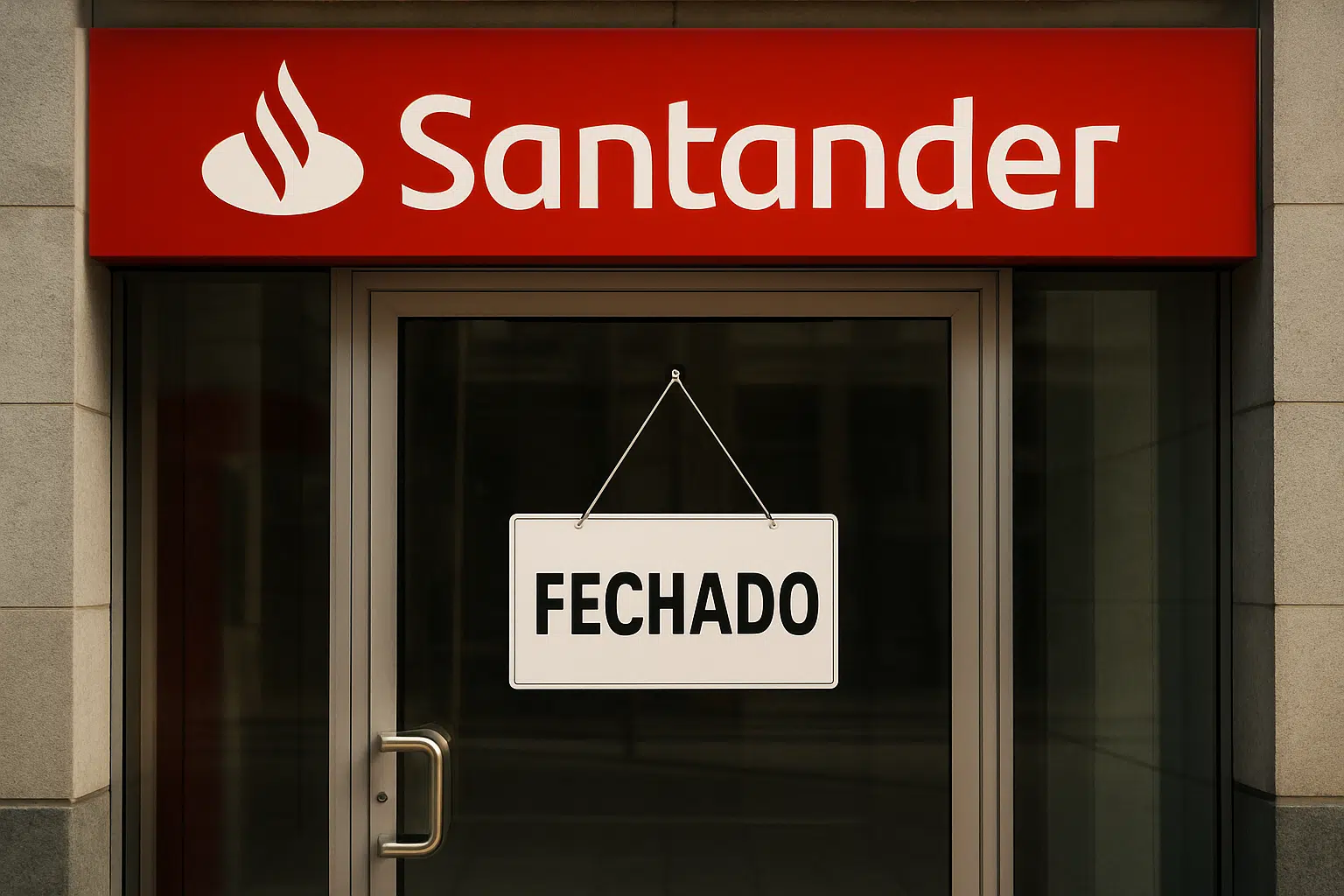 Veja como os bancos vão funcionar durante o Carnaval 2026 6 Agência Santander com placa de fechado na porta.