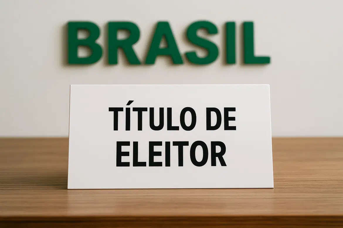 Cartão com a frase 'Título de Eleitor' em destaque.