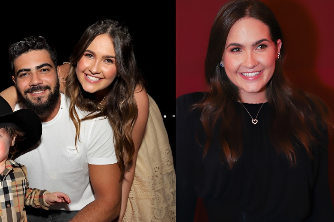 Mulher de Henrique, da dupla com Juliano, é presa nos Estados Unidos 7 Um homem, vestido com uma blusa branca, e uma mulher de vestido bege sorriem juntos, abraçados. Na segunda imagem, a mesma mulher aparece sozinha, vestida de preto e sorrindo.