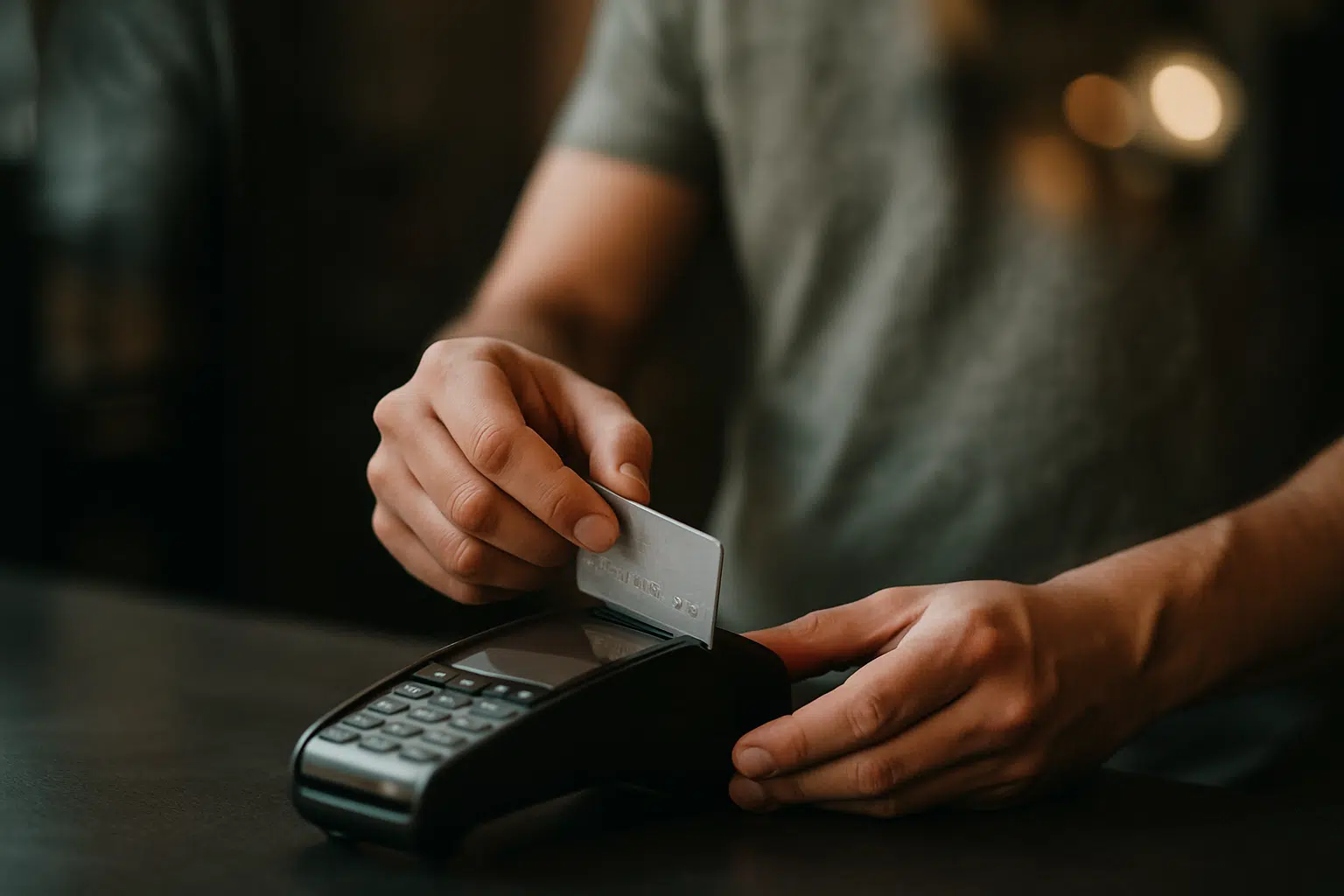 Cartão de crédito: O melhor dia para fazer compras e ganhar quase 40 dias de prazo sem pagar juros 6 Pessoa passando cartão de crédito em maquininha sobre balcão de loja