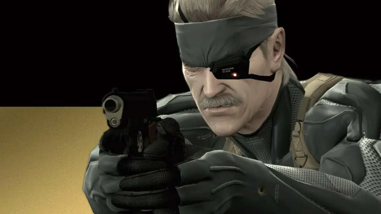 Anunciado lançamento de Metal Gear Solid Master Collection Vol. 2 para PS5 em 2026 6 Soldado com tapa-olho avançado aponta pistola à frente, focado no alvo