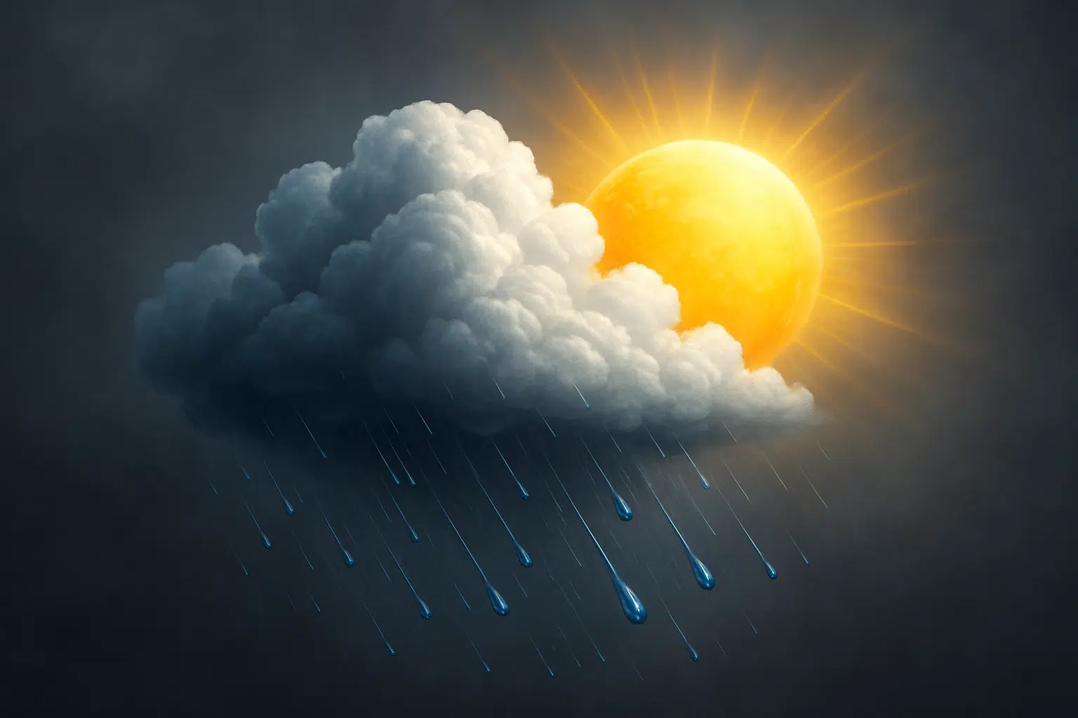 Previsão alerta para chuvas no Norte e Nordeste neste fim de semana; confira 6 Nuvem escura libera chuva intensa sob sol brilhante em céu parcialmente nublado