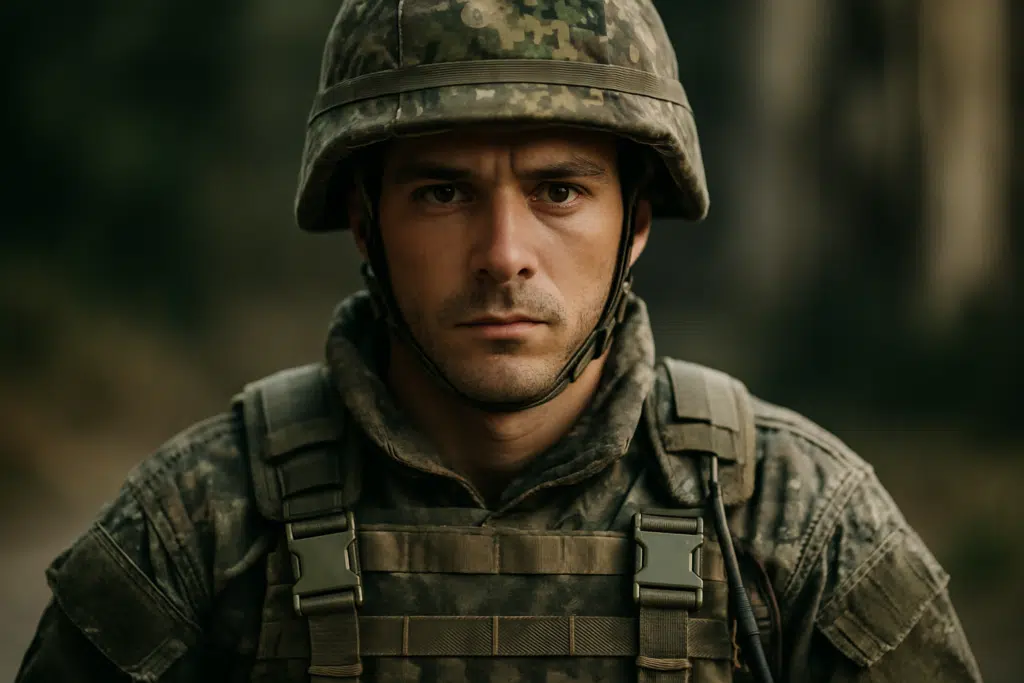 Concurso PMERJ 2026: nova seleção para soldados vai acontecer no 2º semestre deste ano 6 Jovem policial militar de uniforme camuflado encara a câmera com expressão séria