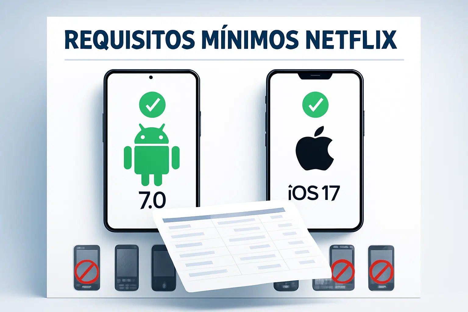Celulares que ficam sem Netflix em abril: confira quais aparelhos perderão o app 6 Imagem exibindo requisitos mínimos da Netflix para celulares Android 7.0 e iOS 17