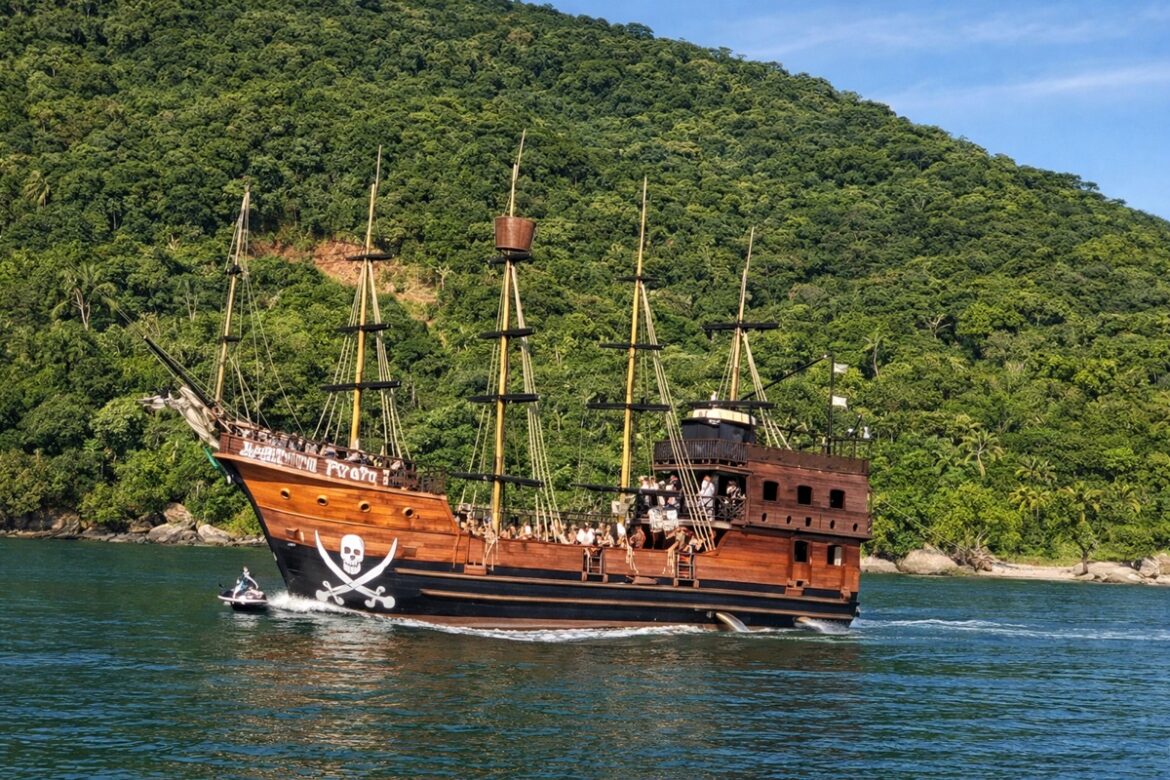 Barco pirata navega próximo à mata e atropela jet ski com casal