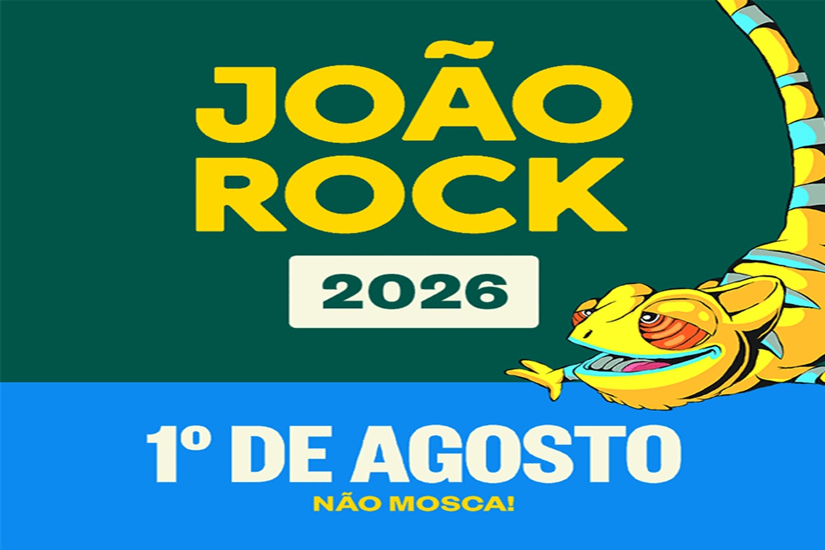 O João Rock 2026 revelou sua lista de atrações com surpresas para os fãs 6 Ilustração vibrante com nome João Rock 2026 e lagarto estilizado ao lado do texto