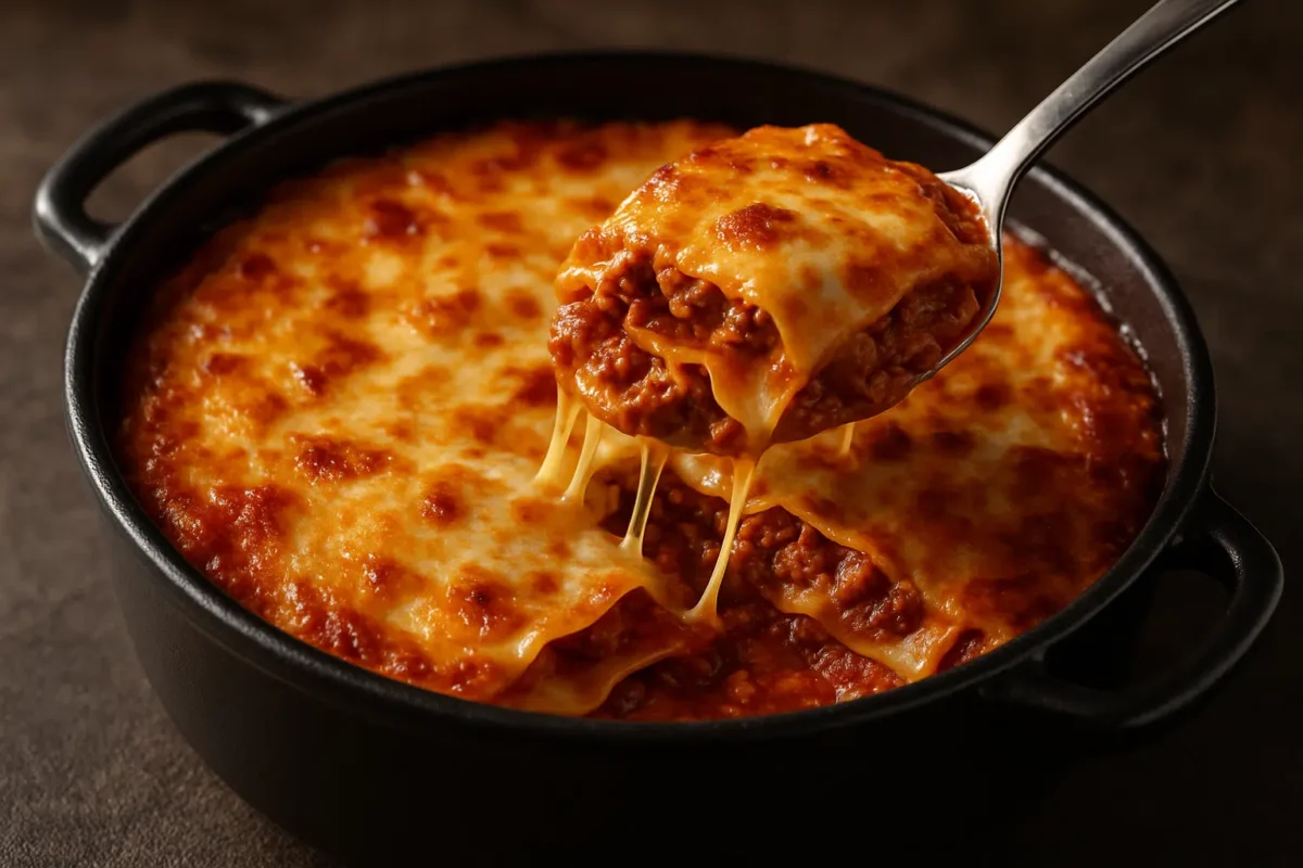 Lasanha de panela que não precisa usar o forno: deliciosa e prática 6 Lasanha caseira com queijo derretido