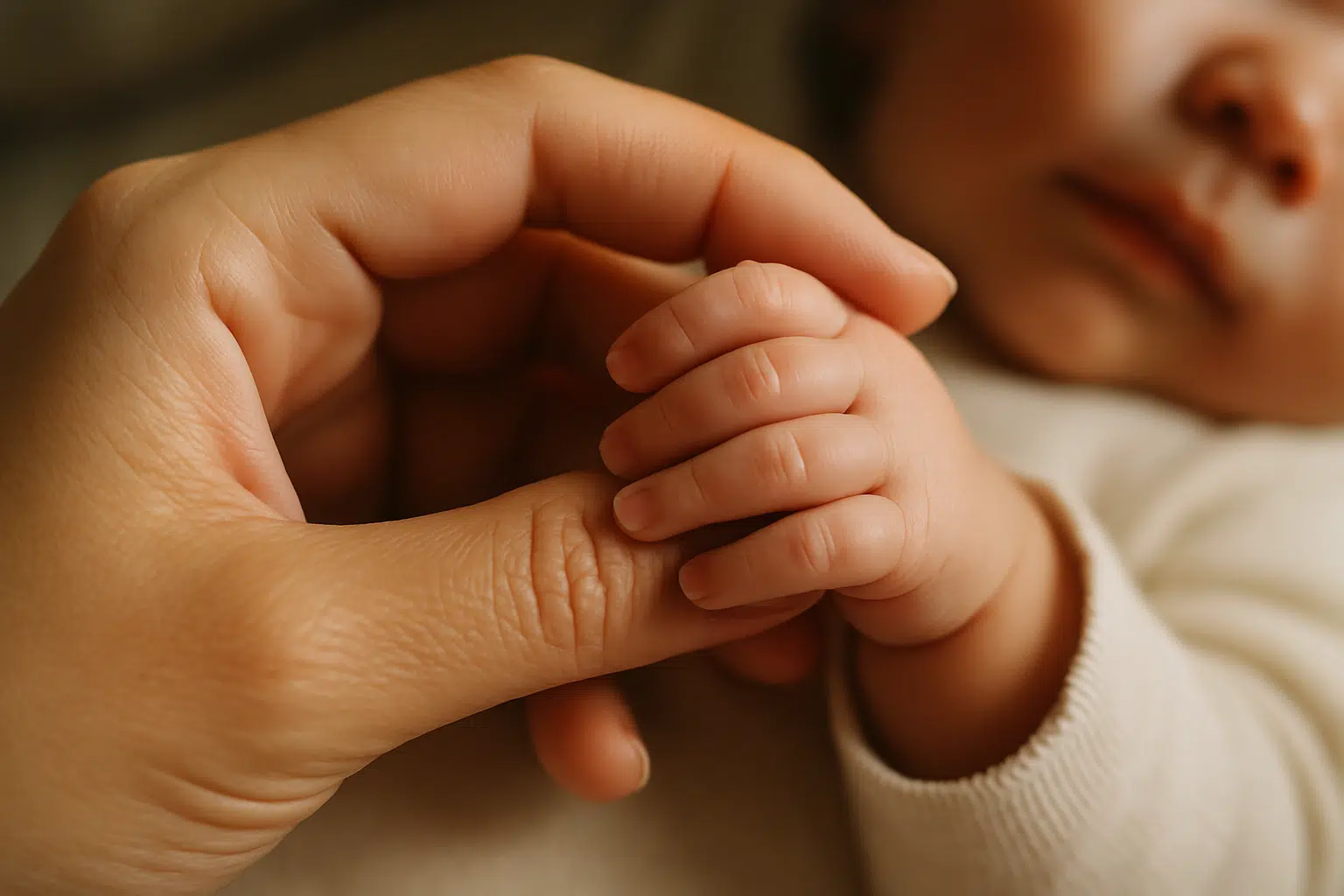 Caso raro: mulher que se relacionou com gêmeos idênticos engravida e não sabe quem é o pai do bebê 6 Mão de bebê segurando o dedo da mãe