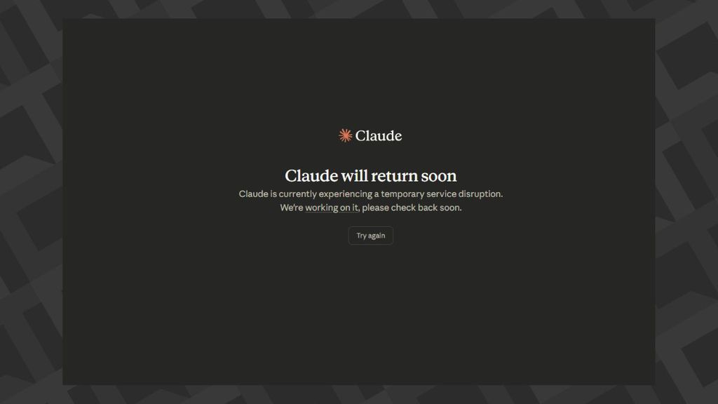 O Claude parou! Ferramenta de IA enfrenta instabilidade e usuários relatam problemas 6 Aviso "Claude will return soon" exibido em fundo escuro durante falha no serviço de IA