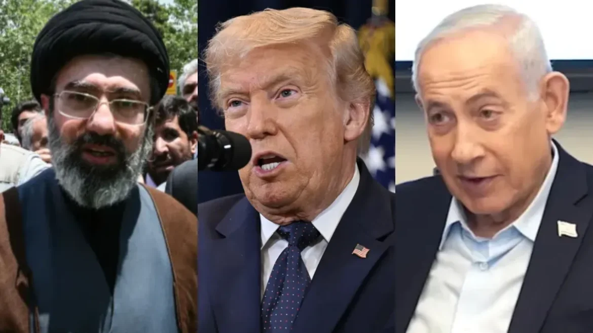 Três líderes políticos de diferentes países reunidos em momentos distintos, expressando opiniões na mídia