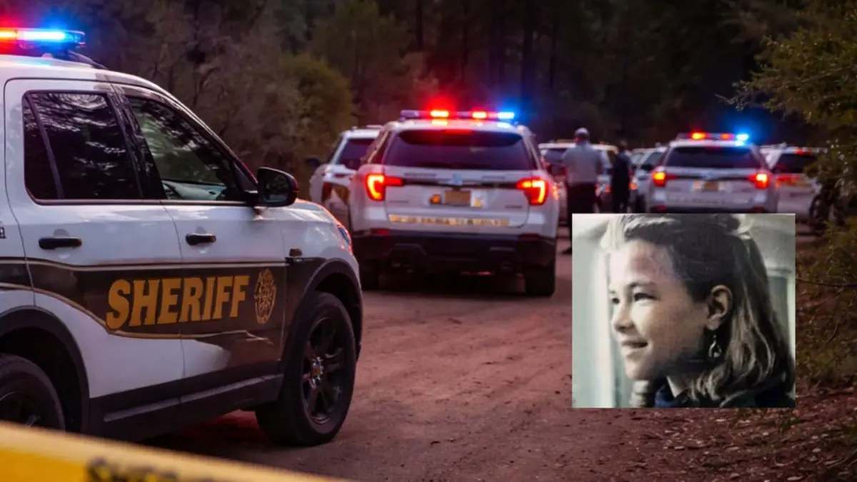 Fim de um mistério de 32 anos: caso Christina Marie Plante é solucionado com localização da americana 6 Christina Plante, aos 13 anos, quando desapareceu em 1994, com viaturas policiais ao fundo em cena noturna