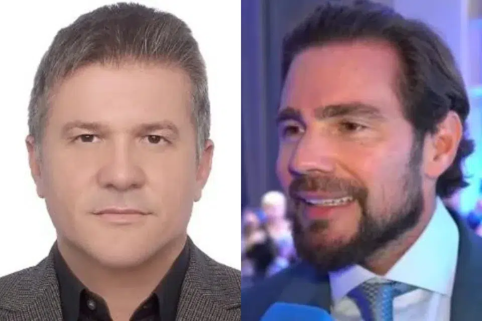 PF prende pai de Daniel Vorcaro: operação mira ligação com contratos públicos milionários nesta terça 6 Montagem mostra dois homens de perfil: à esquerda, homem grisalho de terno escuro; à direita, homem mais jovem de barba sorri