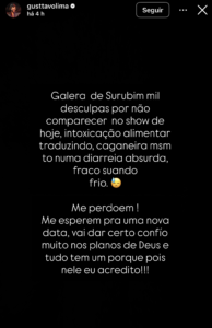Prefeito de Surubim chama Gusttavo Lima de 'ladrão' após novo cancelamento de show no São João 6 Manifestação de Gusttavo lima sobre cancelamento show surubim